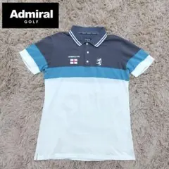 アドミラルゴルフ　Admiral　ポロシャツ　半袖　トリコロール　メンズ　L