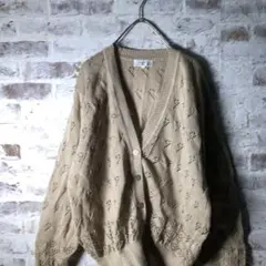 【ヴィンテージ】レトロ Vネックニット カーディガン古着usedAS26