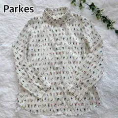 Parkes ★人柄 イラストプリント 長袖ブラウス エルベック コットン