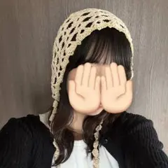 【handmade】ベージュ×イエロー ボンネット