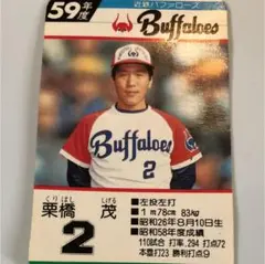 プロ野球カード 近鉄バファローズ 昭和59年度 栗橋 茂 背番号2