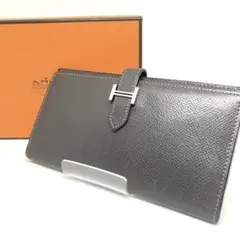 エルメス ベアン クラシック 長 財布 グレー系 グレージュ SV金具