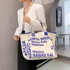 LOCO HAWAII　ロコハワイ　ハワイ　ロゴプリント　トートバッグ　ブルー