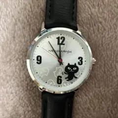 【新品】絶版品 黒ネコ ネコマンジュウ柄 腕時計　リストウォッチ