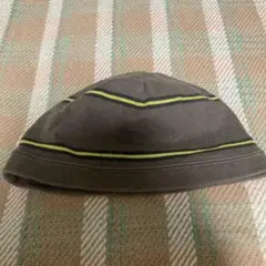 グレーと緑のストライプ ニットキャップ