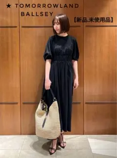 【極美品】BALLSEY　コットンジャージーコンビ シャーリングワンピース BALLSEY（ボールジィ）の「コットンジャージーコンビ