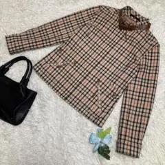 極美品　DAKS ダックス　ジャンパー　ベージュ　チェック　襟ベルト　40 L