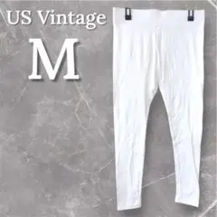 パンツ 【M】 ホワイト 白 レギンス ウエストゴム ピッタリ リラックス 秋冬