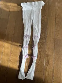 リボン　ホワイト　タイツ　網タイツ　Nodress風