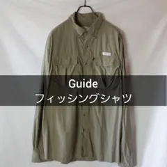 Guide カーキ フィッシングシャツ 長袖シャツ ボタンダウンシャツ