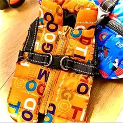 犬服犬の服秋冬 ハーネスベスト イエローXLレインコート
