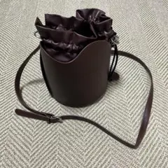 ブラウン巾着型ショルダーバッグ