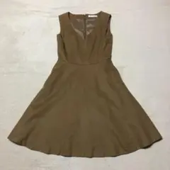 【匿名配送】エムプルミエ カシミヤ混 ノースリーブ Aラインワンピース 36