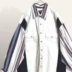 ❤️インポート フロンティアシリーズ 切替マルチストライプ 長袖シャツ XL
