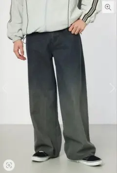 ワイドデニムパンツ　黒