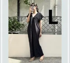 しまむら laxdantiaドット シャーリングサロペット Lサイズ