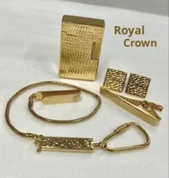 ［O5-24］Royal Crown 4点セット カフス タイピン ライター