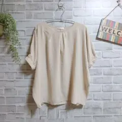 ドレスキップ タックブラウス ドルマンスリーブ ストレッチ 美品 大人可愛い M