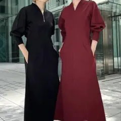 mame V-Neck Classic Cotton Dress サイズ1