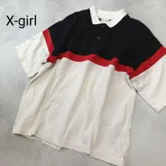 定番人気 エックスガール ラガーシャツ オーバーサイズ ポロシャツ 半袖 M