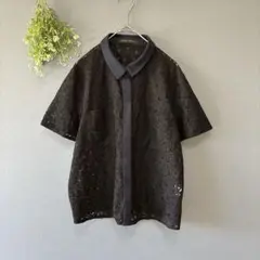ブリスポイント［F］涼し気透け感ナチュラル　コットンフラワーレース半袖シャツ