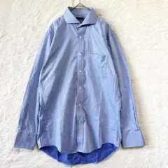 P.S.FA　長袖シャツ　ブルー　ドット柄　ビジネス　40　フォーマル　オフィス