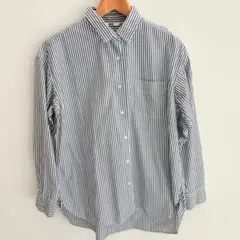 UNIQLO グレー　ストライプ 長袖シャツ　レディース　 Lサイズ
