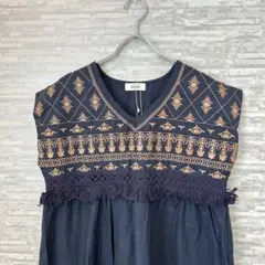 【新品タグ付】archives 刺繍チュニック ネイビー 夏　リゾート