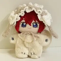 ヘッドドレス　うさ耳リボン　カフェラテ　ぬいぐるみ用