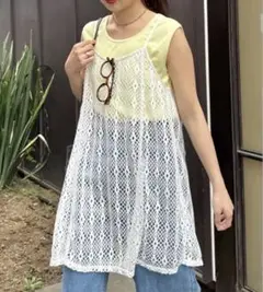 チャオパニックティピー　柄アソートマルチウェイキャミチュニック　ホワイト