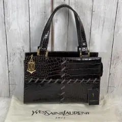 ●美品●YSL イヴサンローラン バッグ ヴィンテージ クロコ型押し 保存袋付き