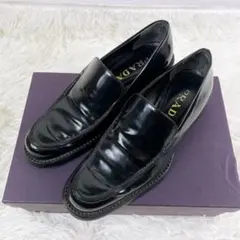 【良品】Prada ローファー 36.5 23.5cm レザー ブラック