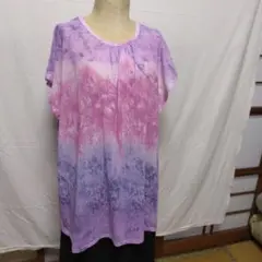 ピンクと紫のグラデーション半袖チュニック