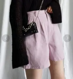 7−5【ミームセレクト】ツータックハイウエストショートパンツ