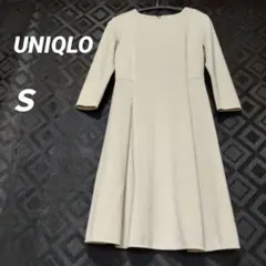 UNIQLO　 七分袖 　ワンピース 　S　シンプル　オフホワイト