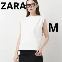 ZARA美品 背中空きノースリーブ　綿　コットン　白　ユニクロ　M 大きめ　L