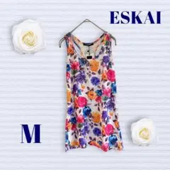 【美品】ESKAI レディース　タンクトップ　花柄　総柄　Mサイズ　 タグ付