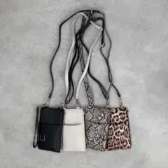 マルチ ミニ ポシェット ヒョウ柄 シンプル レディース メンズ ウォレット