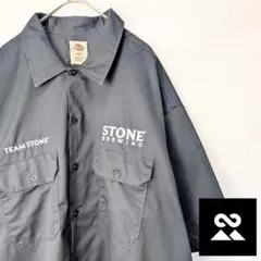 Dickies　USAワークシャツ　企業ロゴ刺繍　STONE BREWING　黒