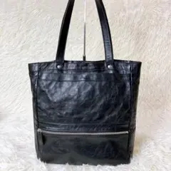 BEAMS ビームス　レザートートバッグ　本革　シボ革　黒　A4 通学　通勤