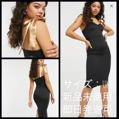 新品　ASOS サテンリボン タイト ドレス ワンピース M
