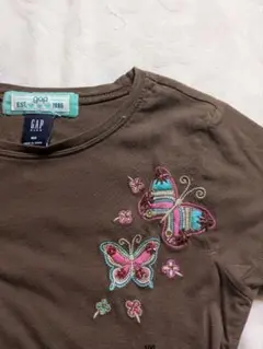 GAP 蝶刺繍 Tシャツ 茶　160