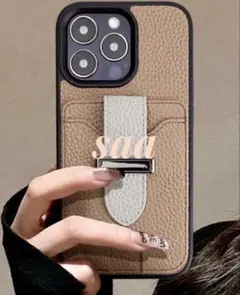 iPhone15 ケース ベルト付き　ブラウン