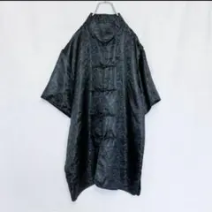 90s 総柄 ビッグシルエット 刺繍チャイナシャツ メンズ