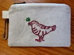 刺繍入りミニポーチ（トラツグミさんの贈り物）
