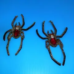 スパイダー型アップリケ　 赤いストーン付き　蜘蛛