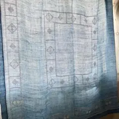 フィンランド　テキスタイル　クロス　刺繍　青