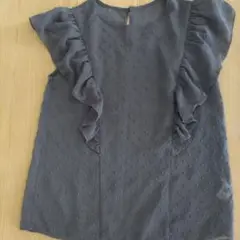 GU フリルノースリーブシャツ S ダークグレー