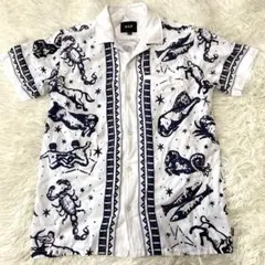 HUF 総柄シャツ　星座　半袖　開襟　オープンカラー