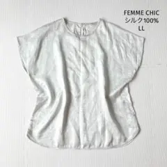 ファムシック FEMME CHIC シルク 絹 ブラウス 半袖 ペイズリー柄LL